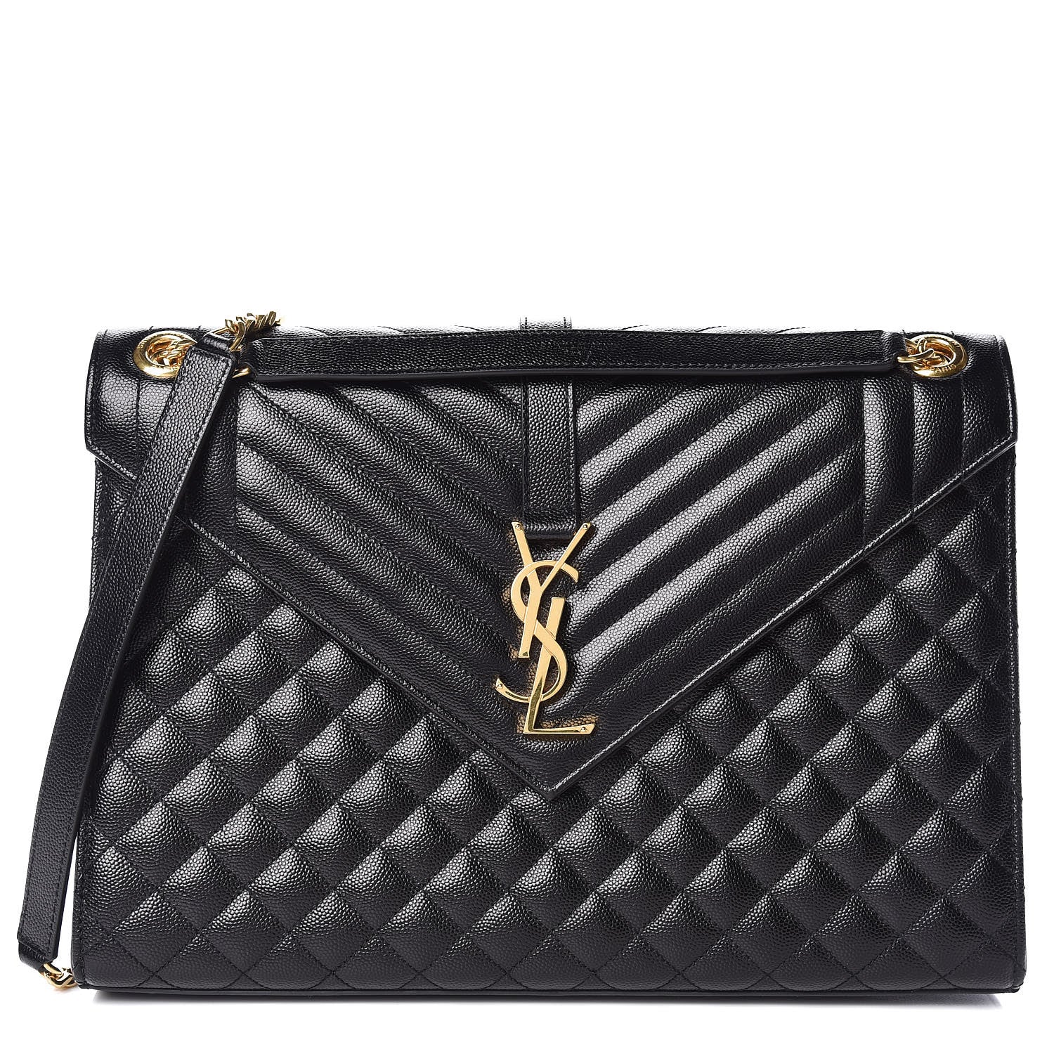 Saint Laurent Grain De Poudre Textured Mixed Matelasse Large Triquilt Monogram Satchel Black 1 of 10