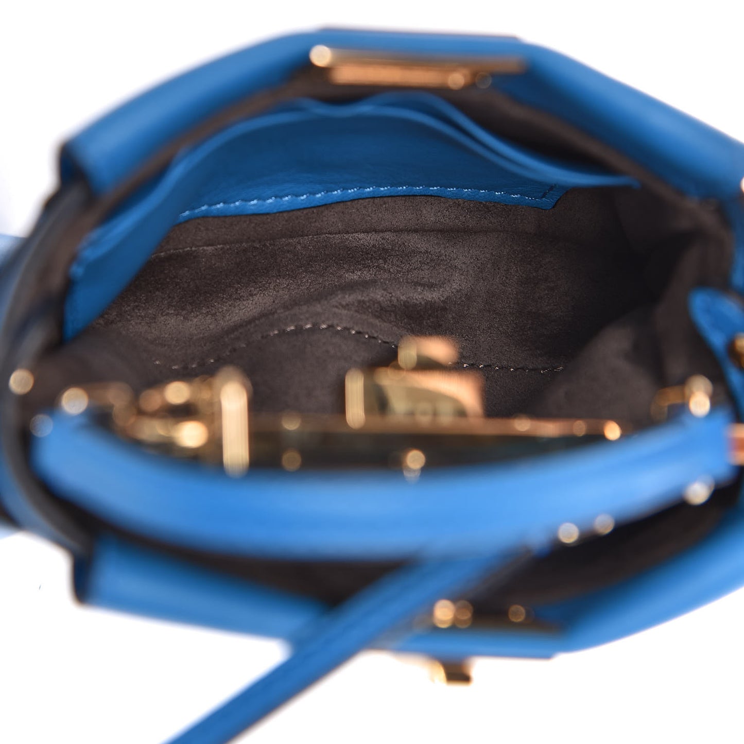 Shiny Nappa Micro Peekaboo Iconic Satchel Blue Royal