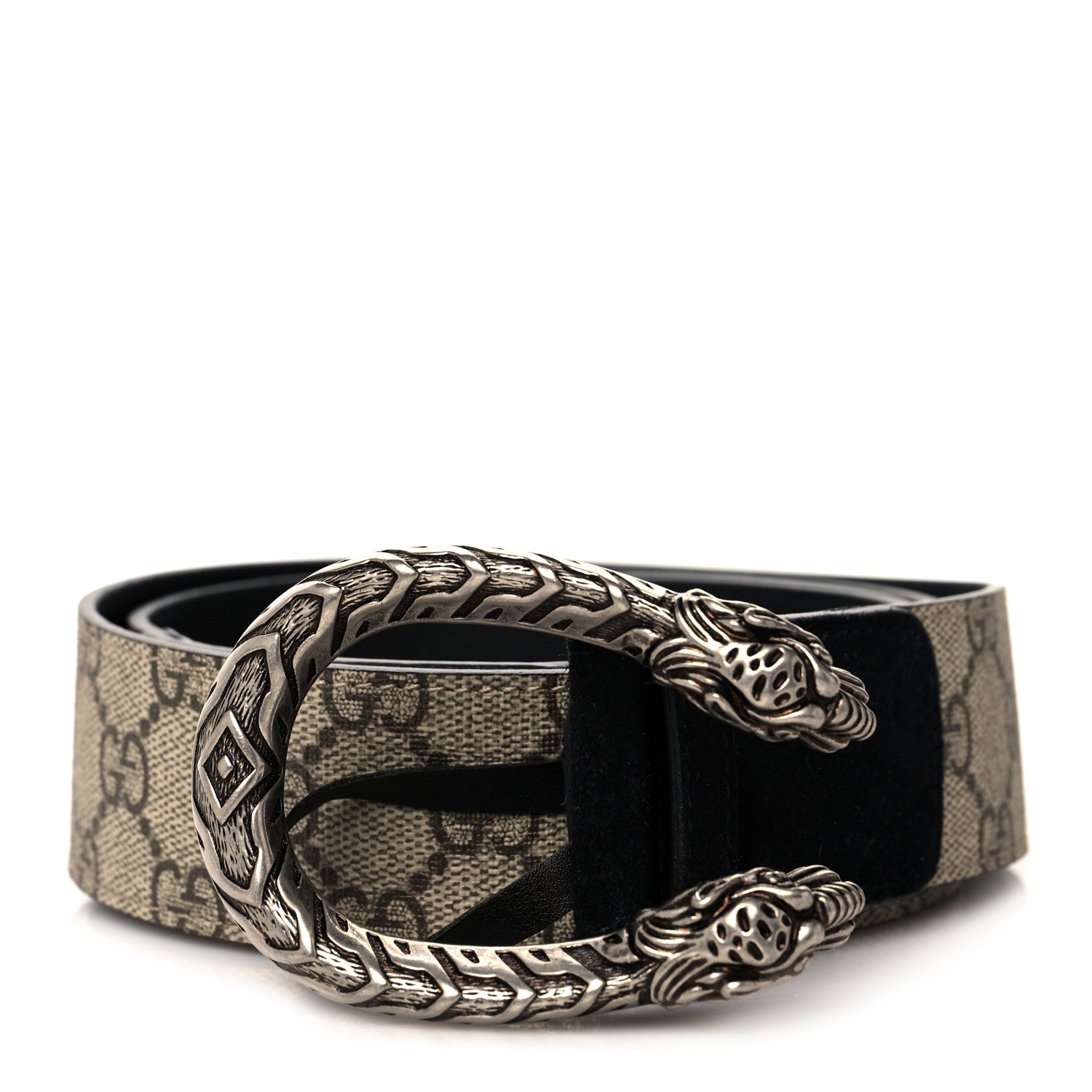 Gucci GG Supreme Monogram Suede Dionysus 40mm Belt 85 34 Beige Black 1 of 5
