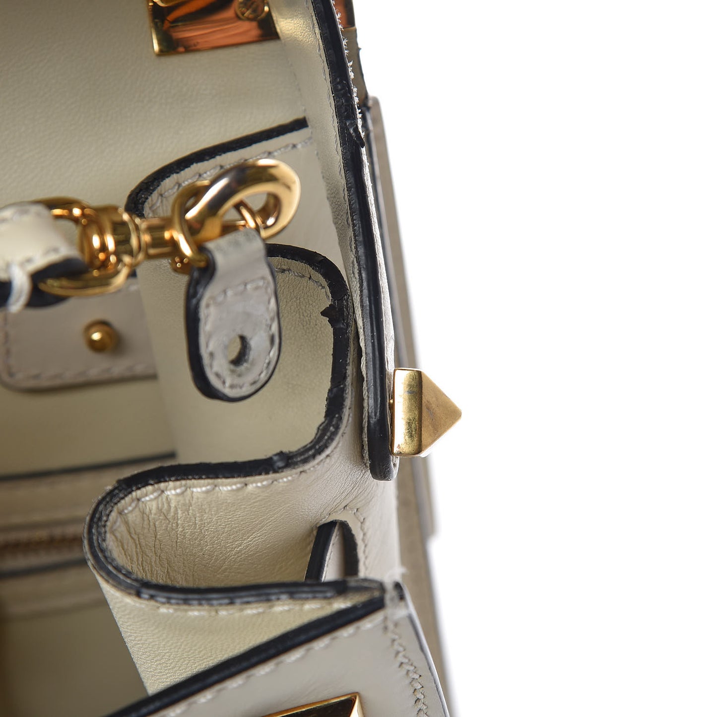 Vitello Medium My Rockstud Frame Bag Light Ivory