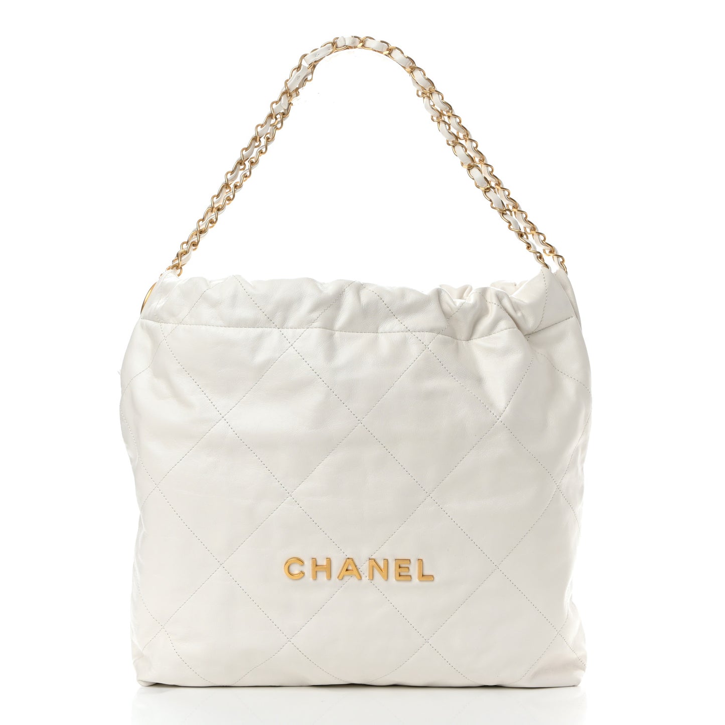 Shiny Calfskin Quilted Chanel 22 White