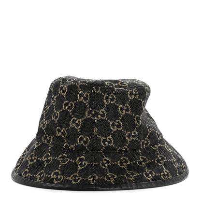 Gucci Jacquard Denim GG Monogram Oscar Bucket Hat L Black Ivory 11 of 20