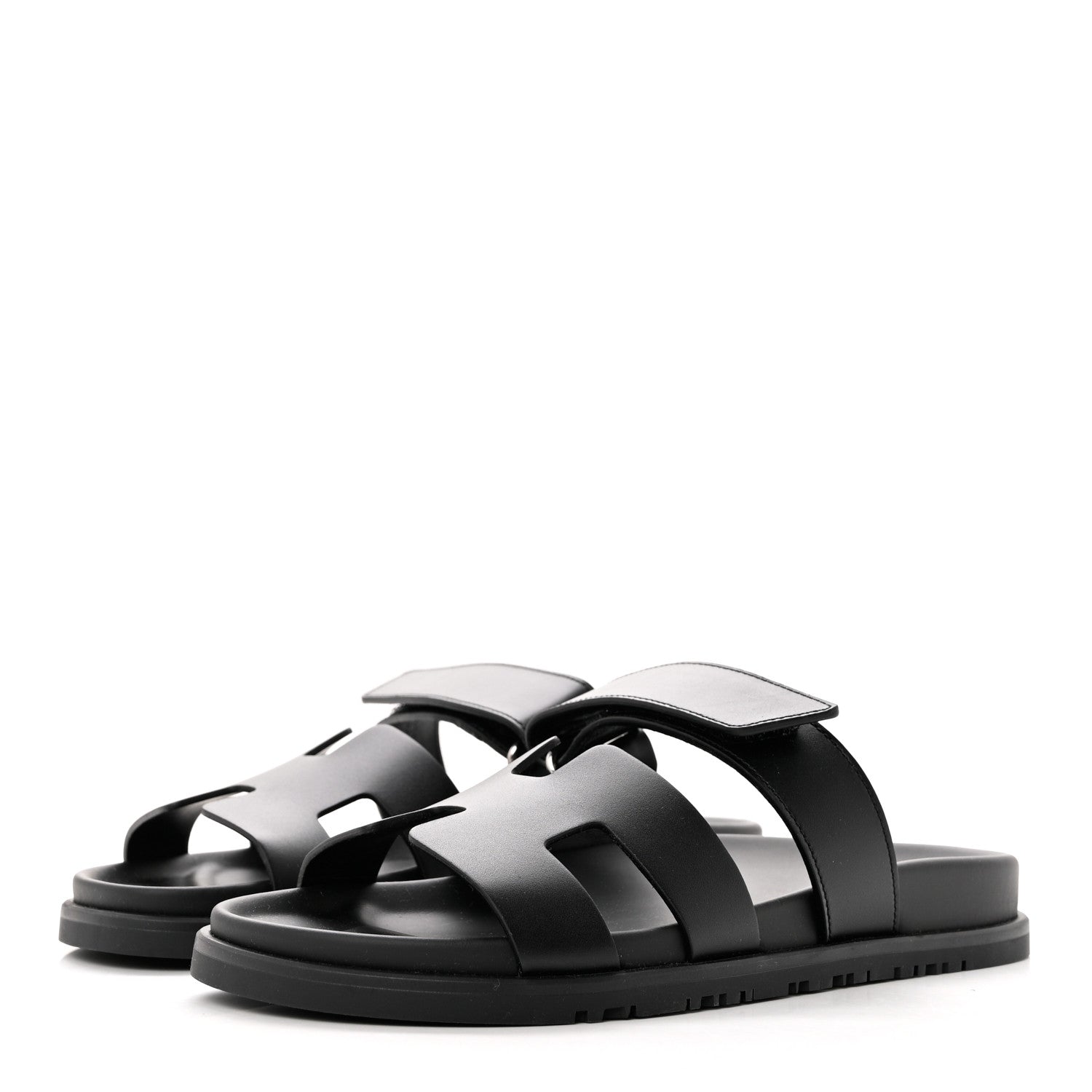 Hermes Calfskin Womens Chypre Sandals 38 Black 3 of 9