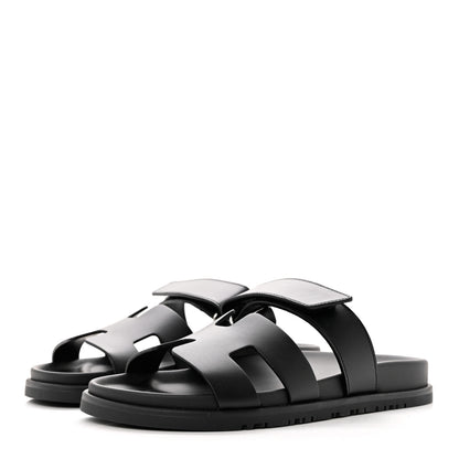 Hermes Calfskin Womens Chypre Sandals 38 Black 3 of 9