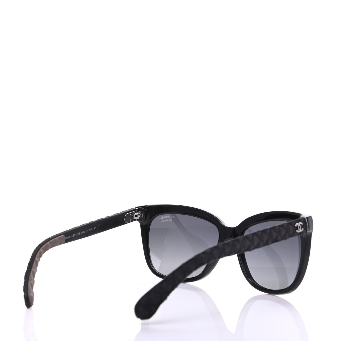 Acetate Denim Quilted Polarized CC Sunglasses 5343-Q Black