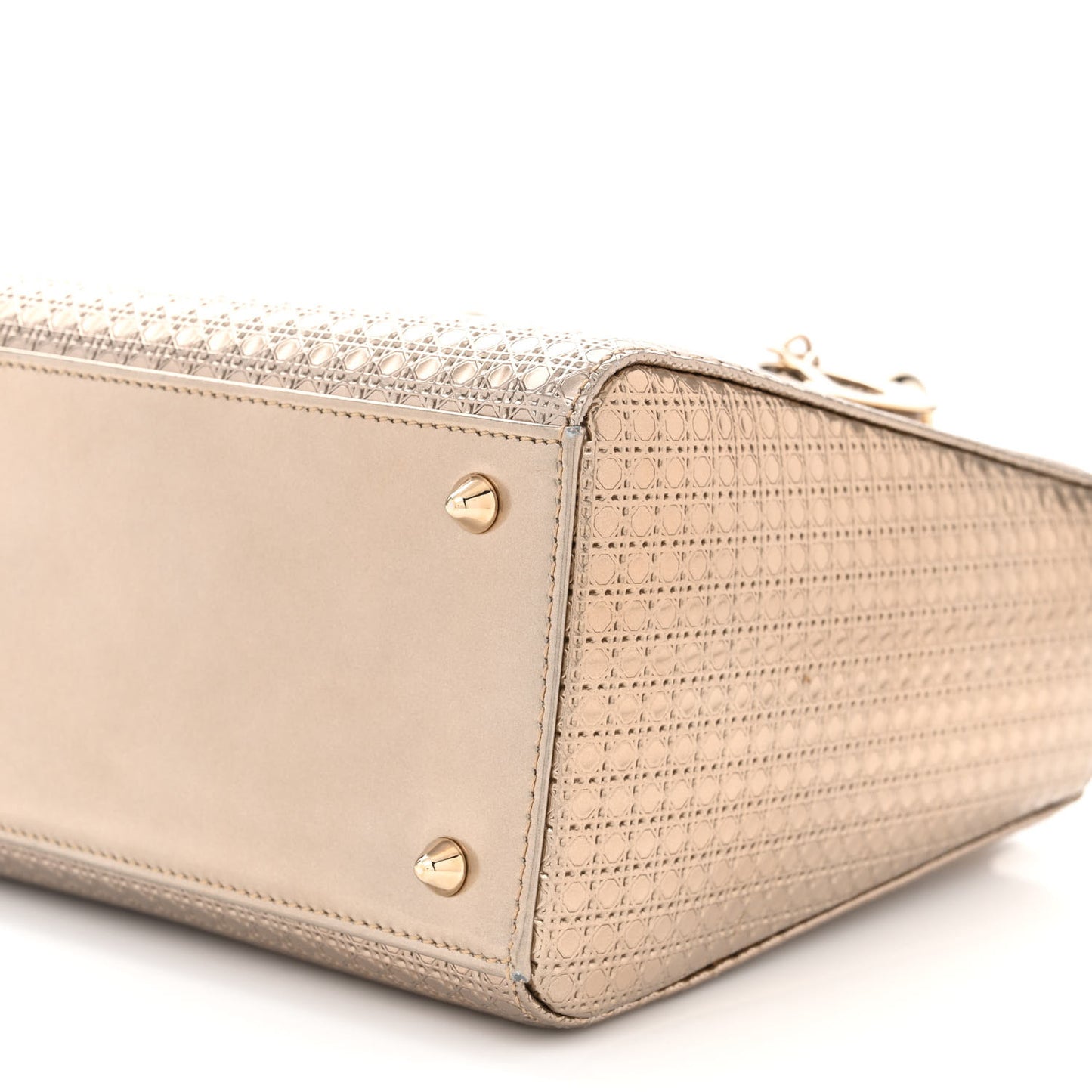 CHRISTIAN DIOR Metallic Patent Micro-Cannage Medium Lady Dior