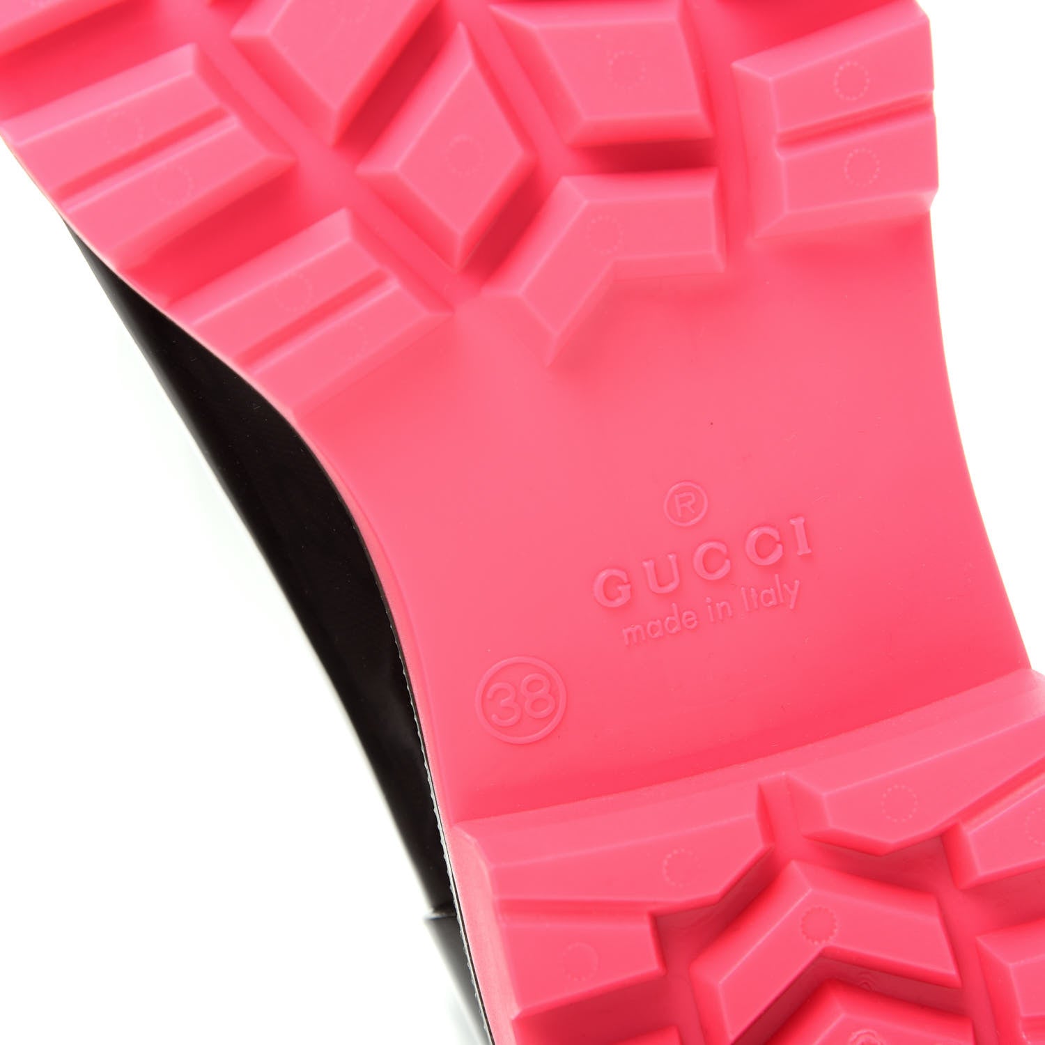 Gucci Rubber Monogram Edinburg Rain Boots 38 Pink Brown 8 of 9