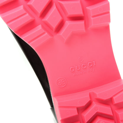 Gucci Rubber Monogram Edinburg Rain Boots 38 Pink Brown 8 of 9