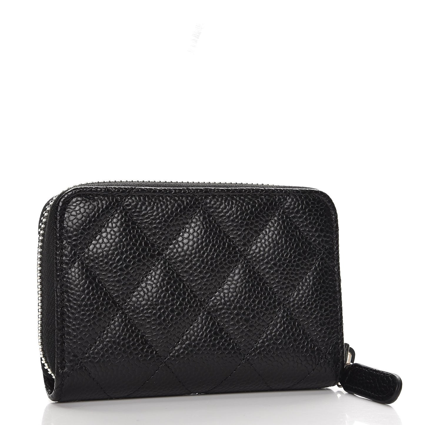 Caviar Quilted Zip Coin Purse Black