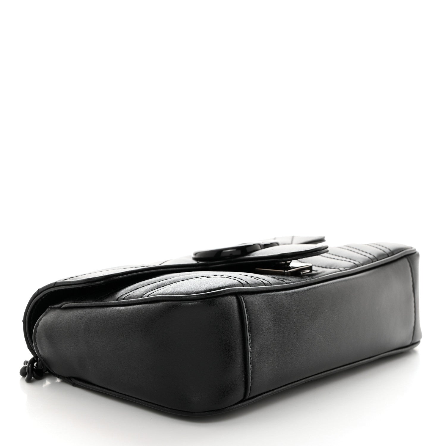 Gucci Calfskin Matelasse Monochrome Mini GG Marmont Shoulder Bag Black 4 of 10