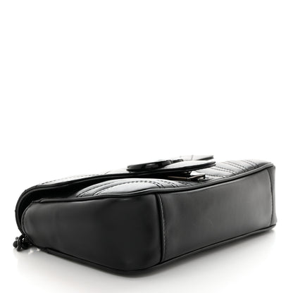 Gucci Calfskin Matelasse Monochrome Mini GG Marmont Shoulder Bag Black 4 of 10