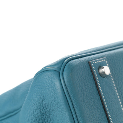 Hermes Taurillon Clemence HAC Travel Birkin 50 Blue Jean 11 of 13