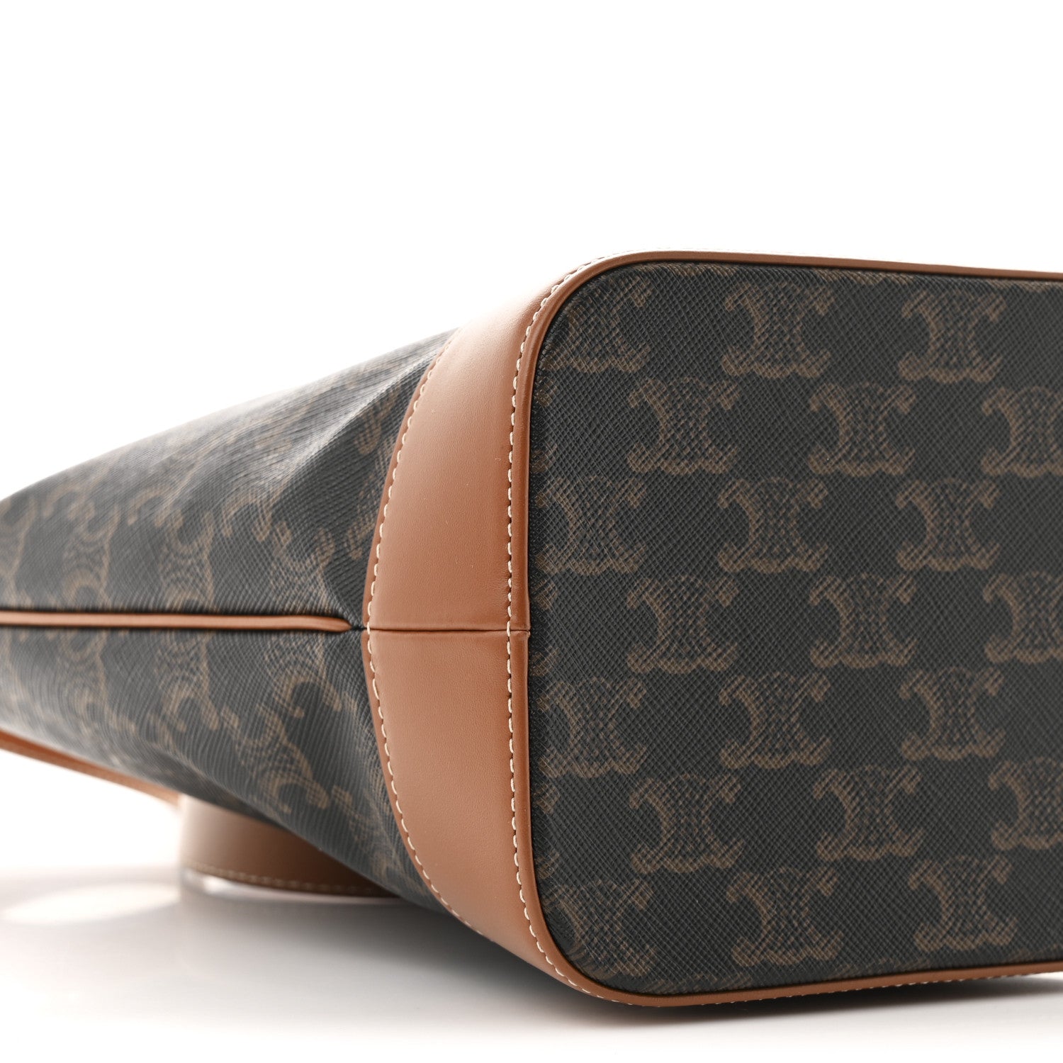 Celine Triomphe Canvas Calfskin Small Bucket Bag Tan 9 of 10