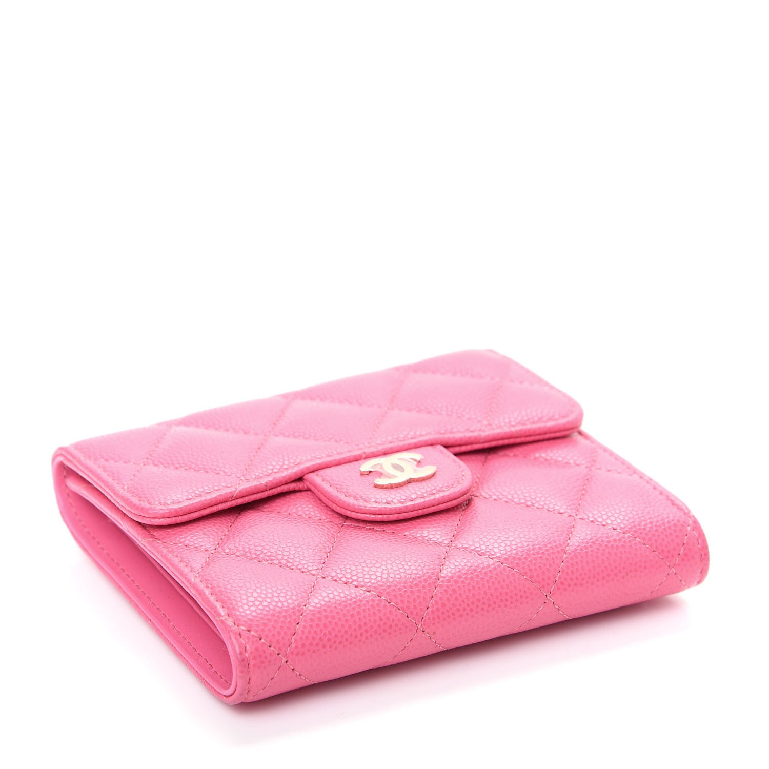 Chanel Caviar Quilted Compact Flap Wallet Pink 4 of 8