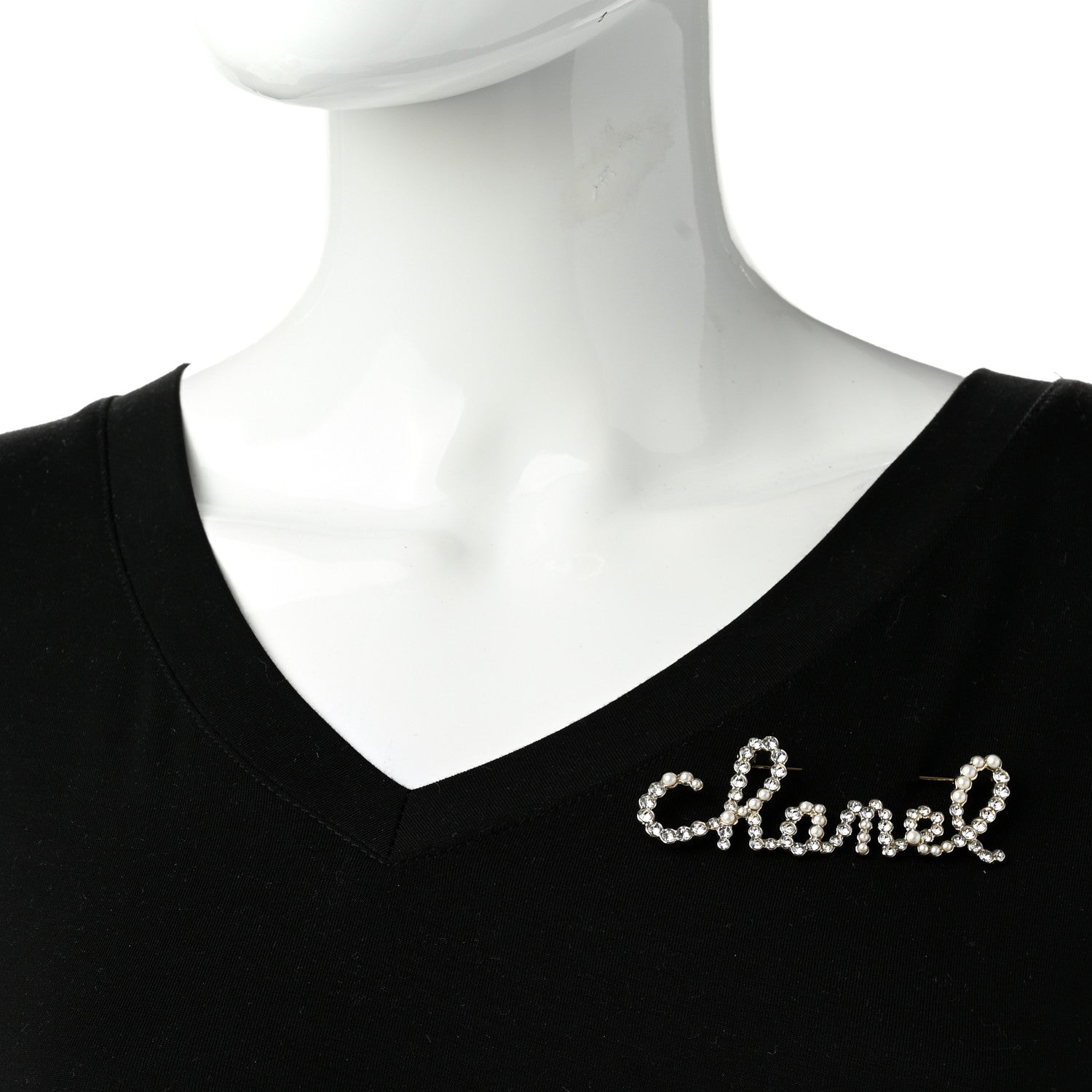 Chanel Metal Glass Swirling Pearls Brooch Pin Gold 2 of 5