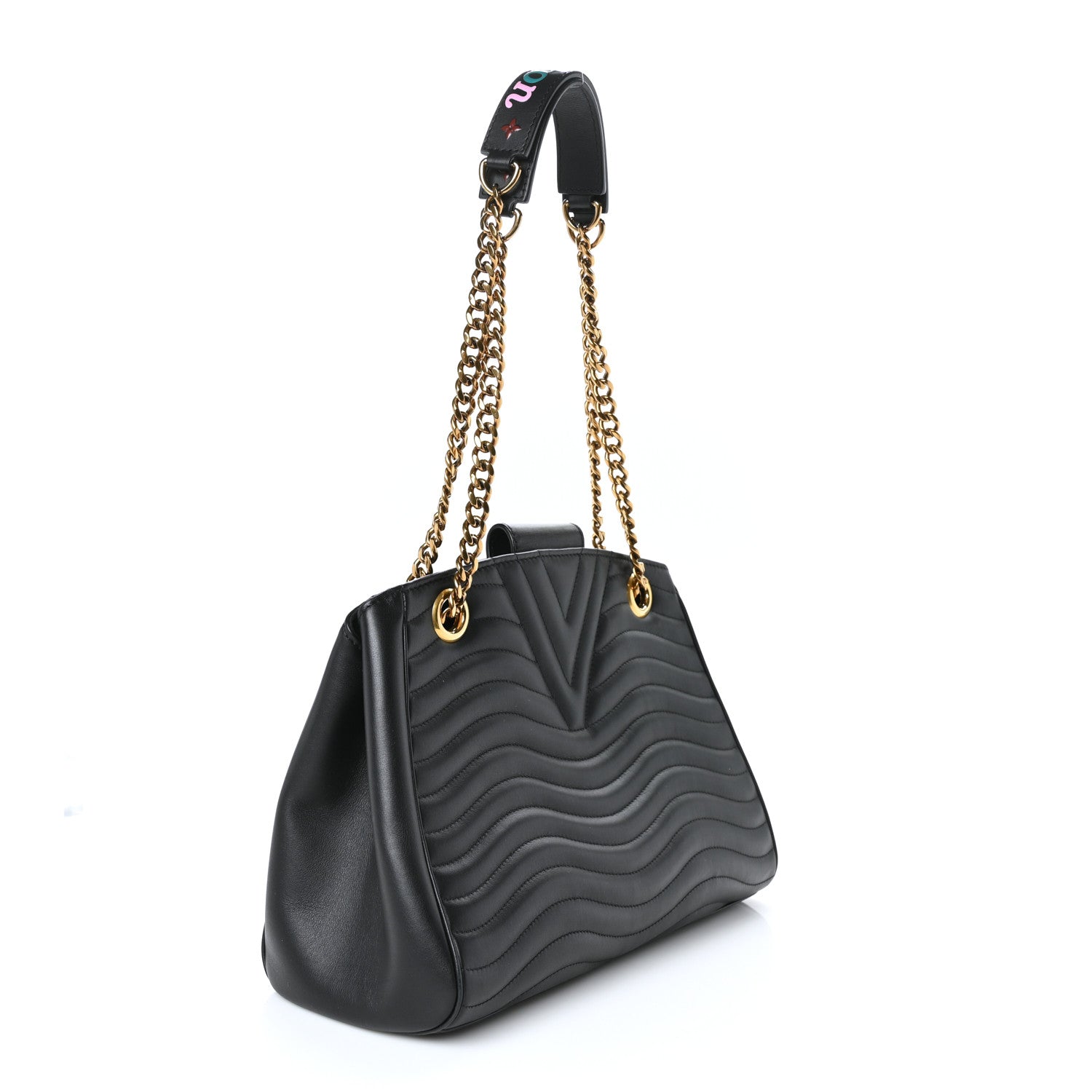 Louis Vuitton Calfskin New Wave Chain Tote Black 3 of 8
