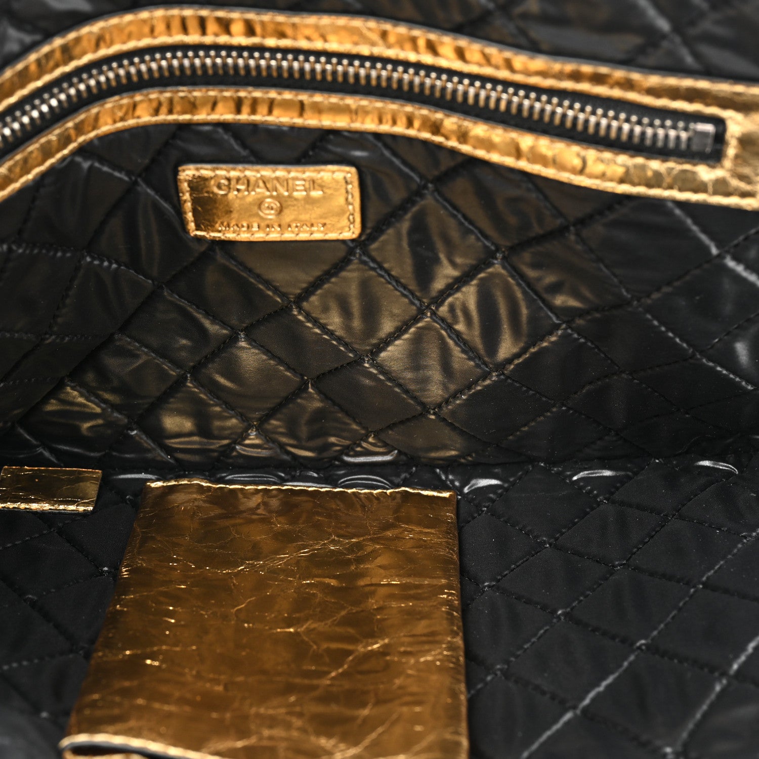 Chanel Metallic Lambskin Medium Je Ne Suis Pas En Solde Pouch Clutch Gold 5 of 10