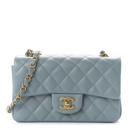 Chanel Iridescent Caviar Quilted Mini Rectangular Flap Light Blue 1 of 11