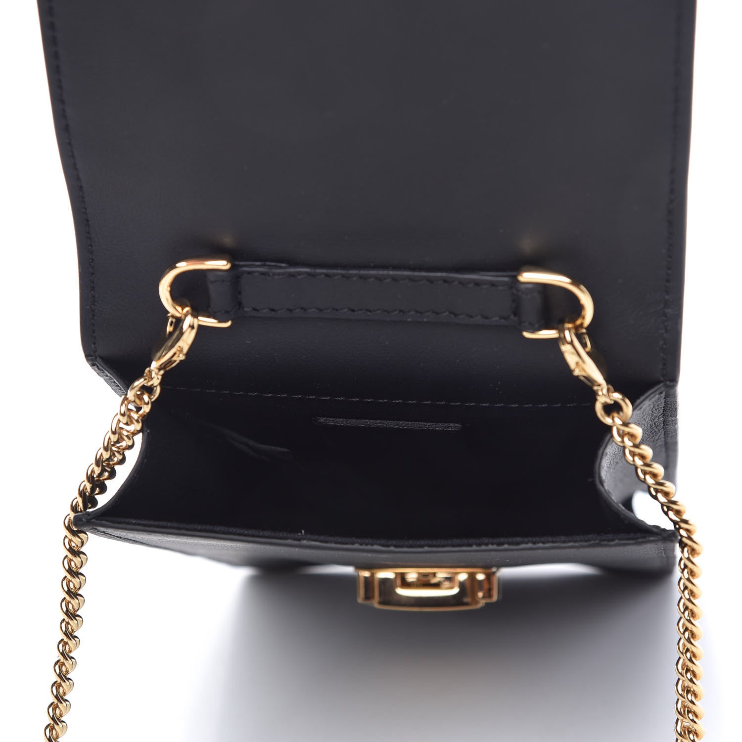 Fendi Vitello Grace Matte Kan U Vertical Wallet On Chain Black 5 of 11