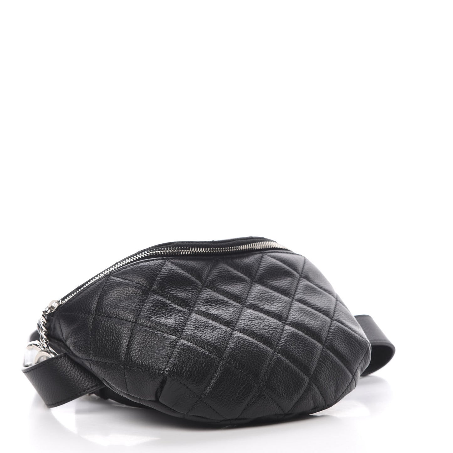 Grained Calfskin Quilted Waist Belt Bag Black