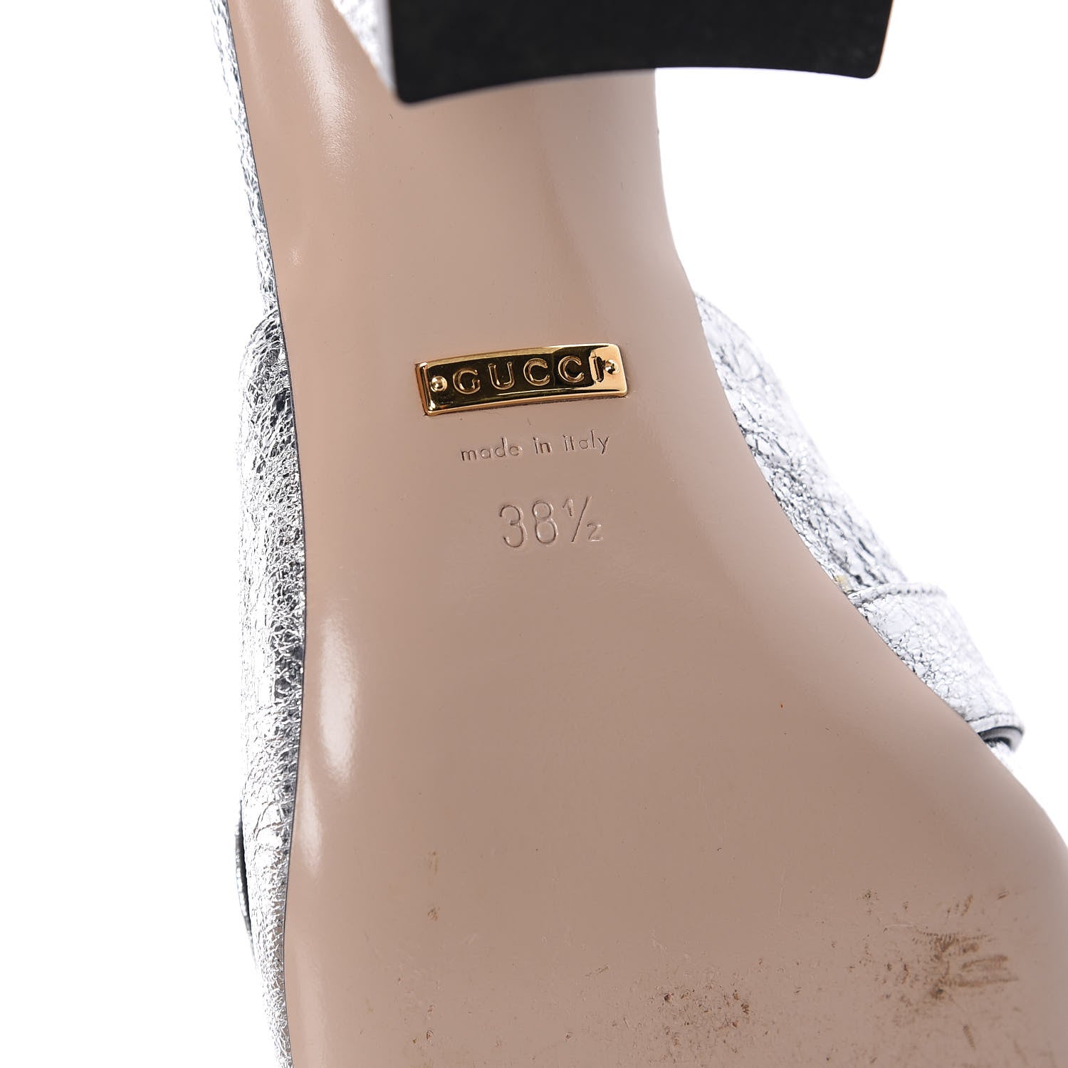 Gucci Galassia GG Marmont Fringe 75mm Slide Sandals 38.5 Argento 8 of 10
