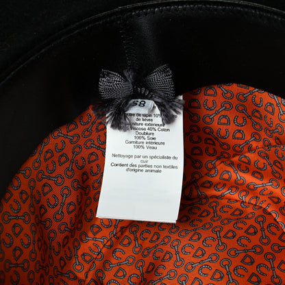 Hermes Rabbit Felt Silk Lucky Charms Hat 58 Black 5 of 6