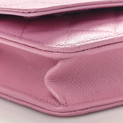 Chanel Shiny Caviar Quilted Pick Me Up Wallet On Chain WOC Pink 9 of 10
