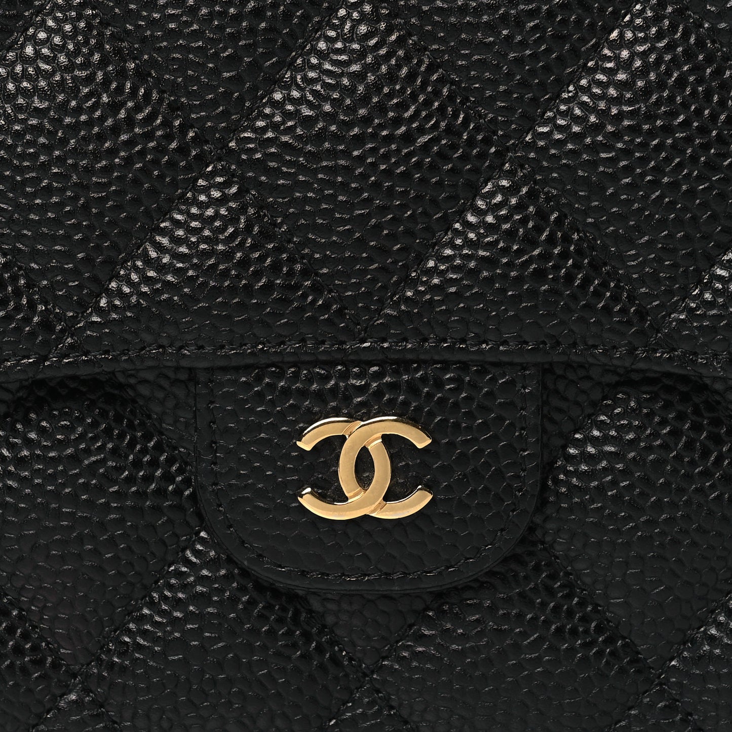 Caviar Quilted Large Flap Wallet Black