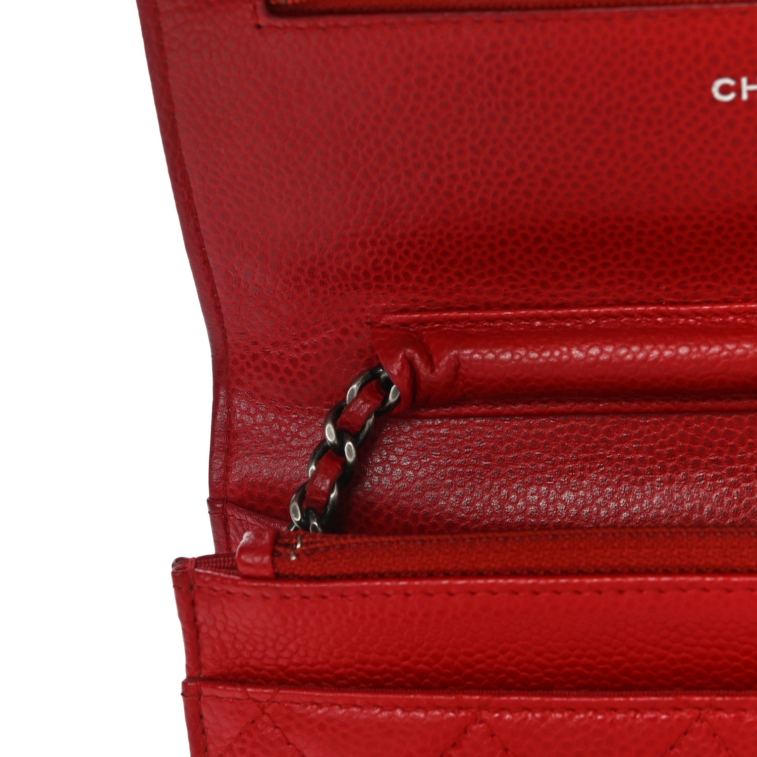 Chanel Caviar Quilted Wallet On Chain WOC Red 12 of 14