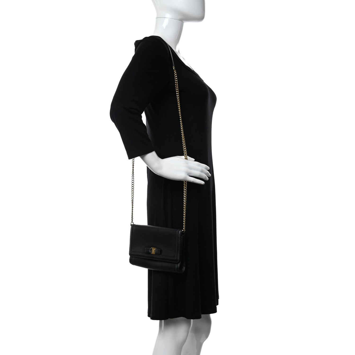 Salvatore Ferragamo Calfskin Vara Bow Mini Bag Black 2 of 7