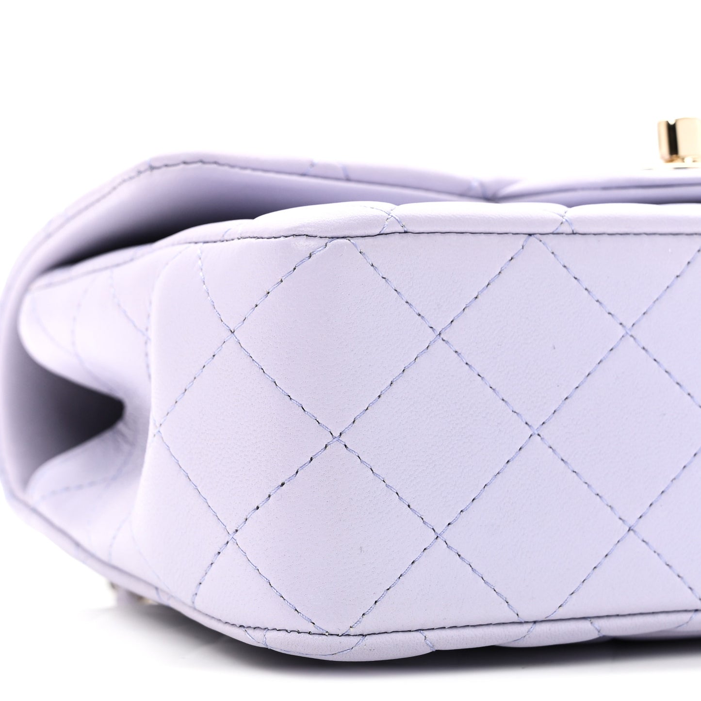 Lambskin Quilted Mini Top Handle Rectangular Flap Light Purple