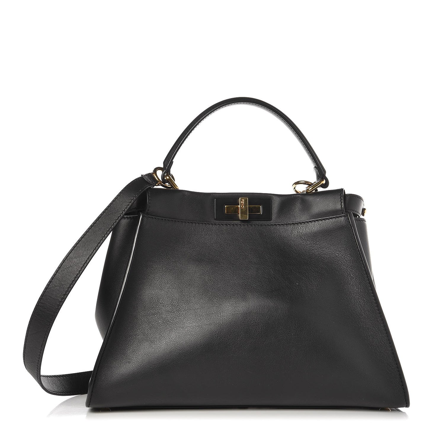 Vitello Seta Shiny Nappa Medium Peekaboo Iconic Satchel Black