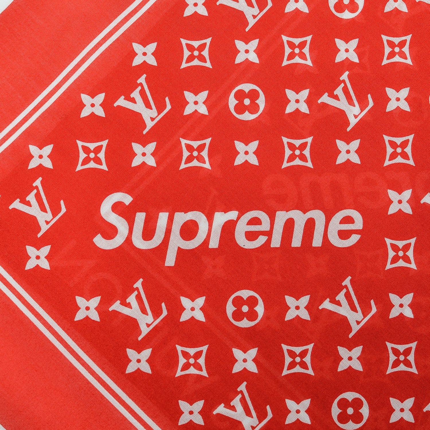 Louis Vuitton X SUPREME Cotton Monogram Bandana Scarf Red 6 of 7