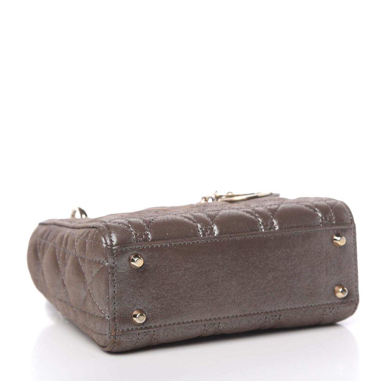 Metallic Calfskin Cannage Mini Lady Dior Brown