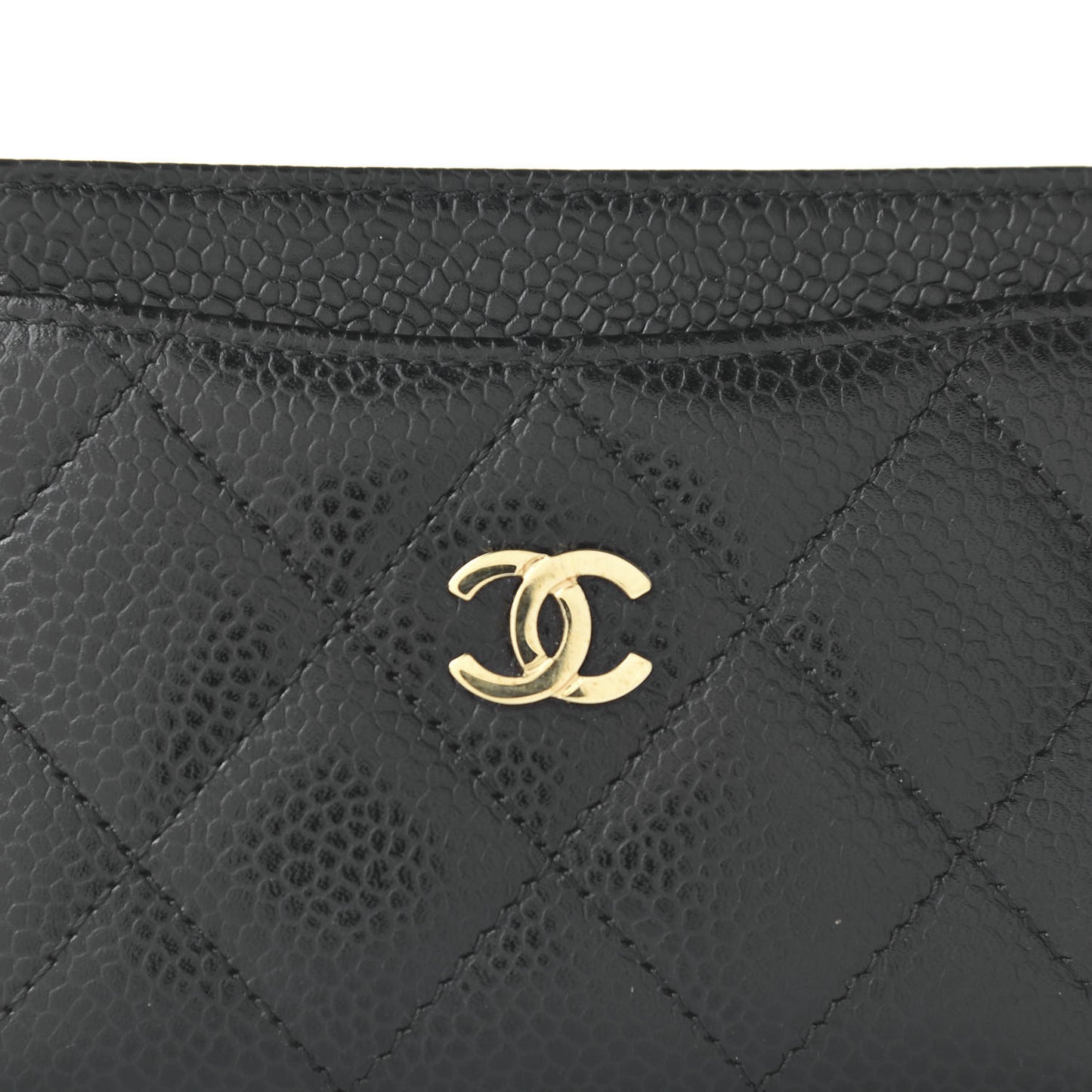 Caviar Quilted Card Holder Black