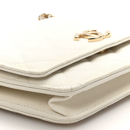 Chanel Caviar Quilted Striated CC Wallet on Chain WOC White 11 of 12