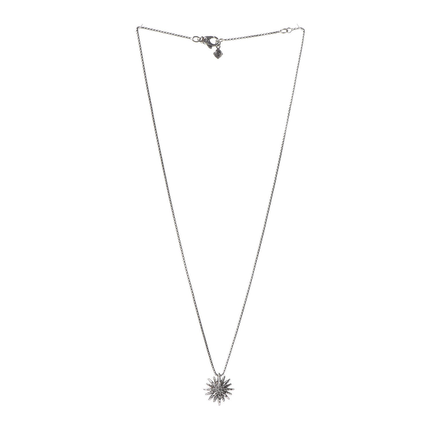 David Yurman Sterling Silver Diamond 16mm Small Starburst Pendant Necklace 3 of 6