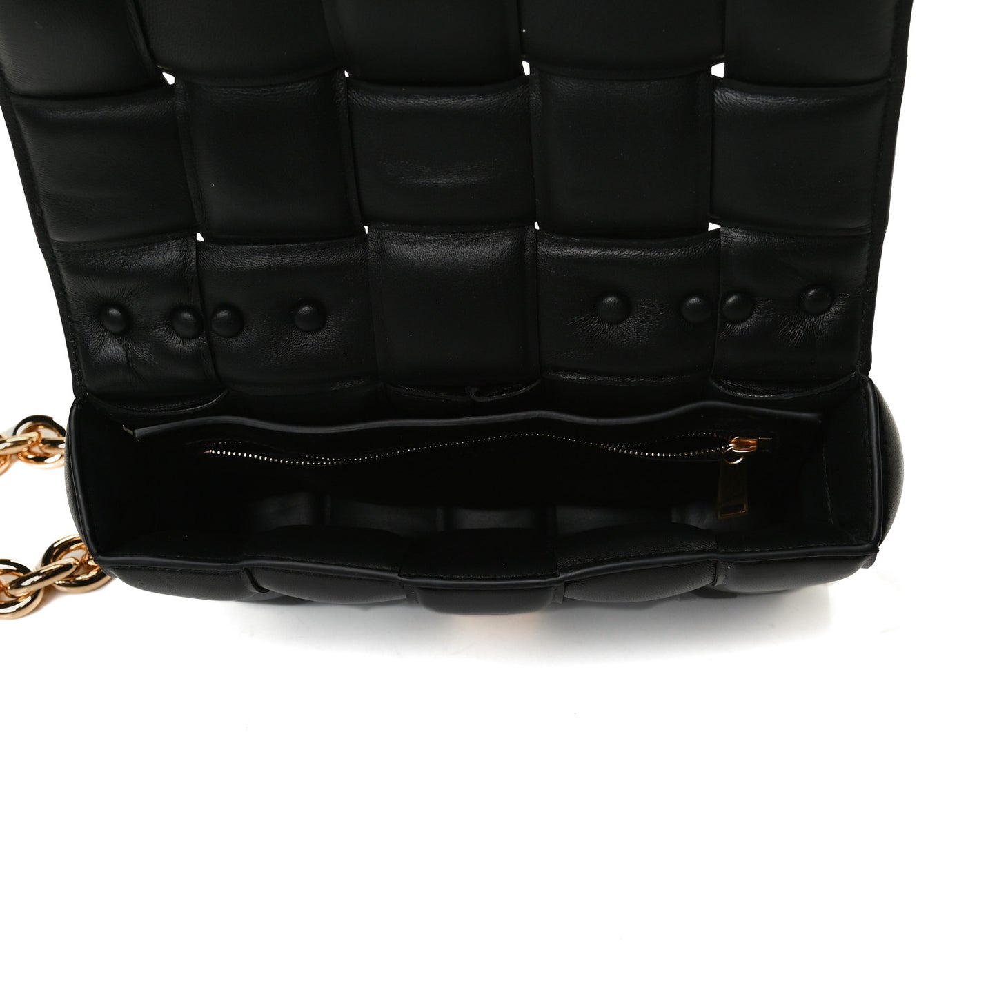 Lambskin Maxi Intreccio Padded Chain Cassette Crossbody Bag Black