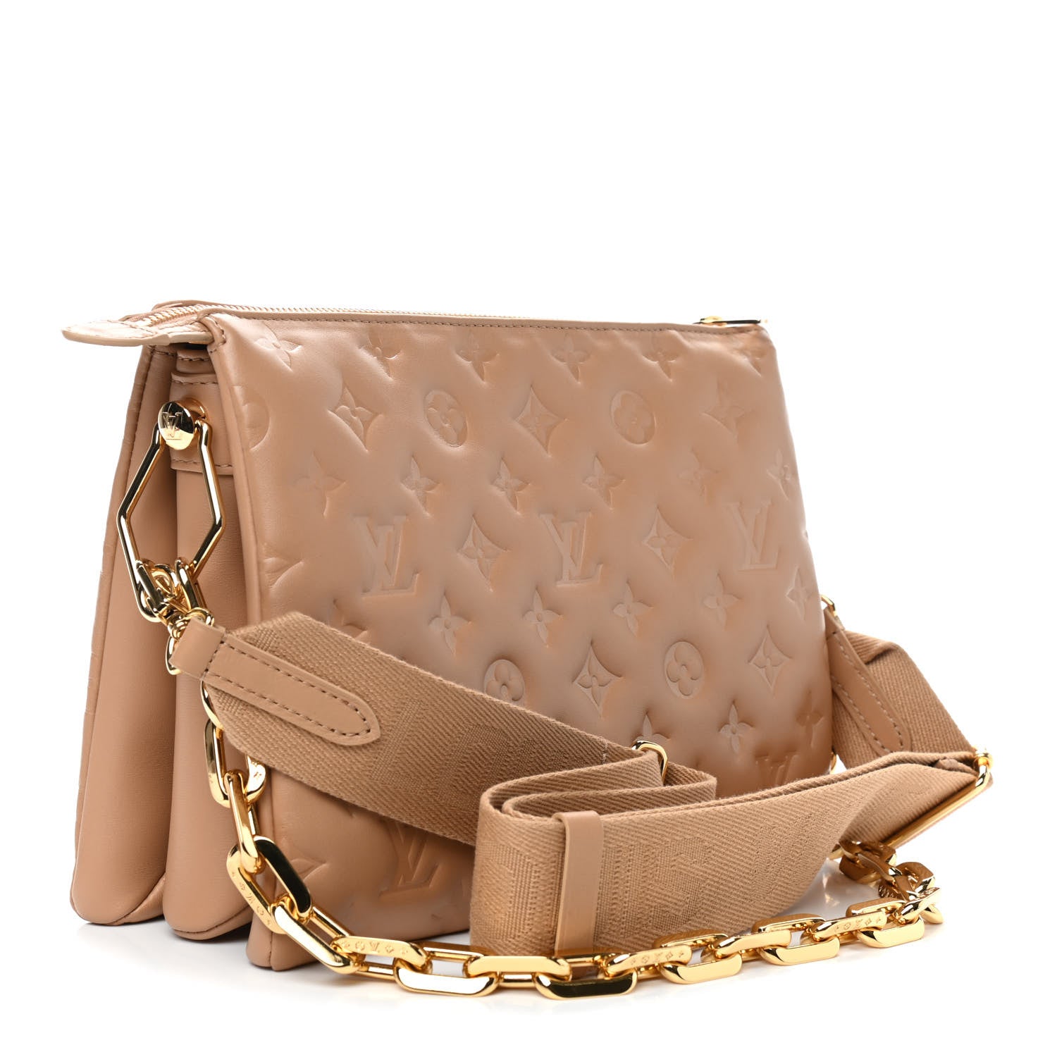 Louis Vuitton Lambskin Embossed Monogram Coussin PM Camel 3 of 8