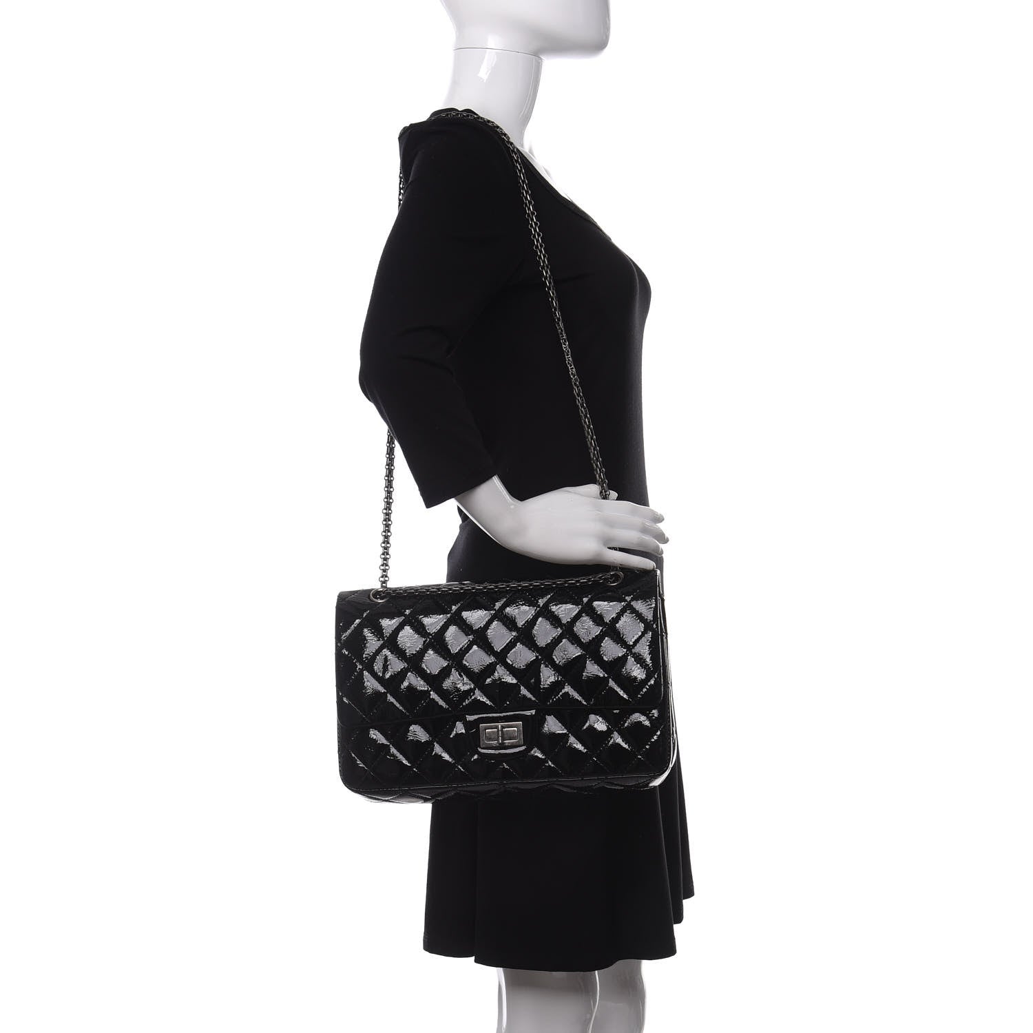 Chanel Distressed Patent Quilted 2.55 Reissue 227 Flap Black 2 of 18
