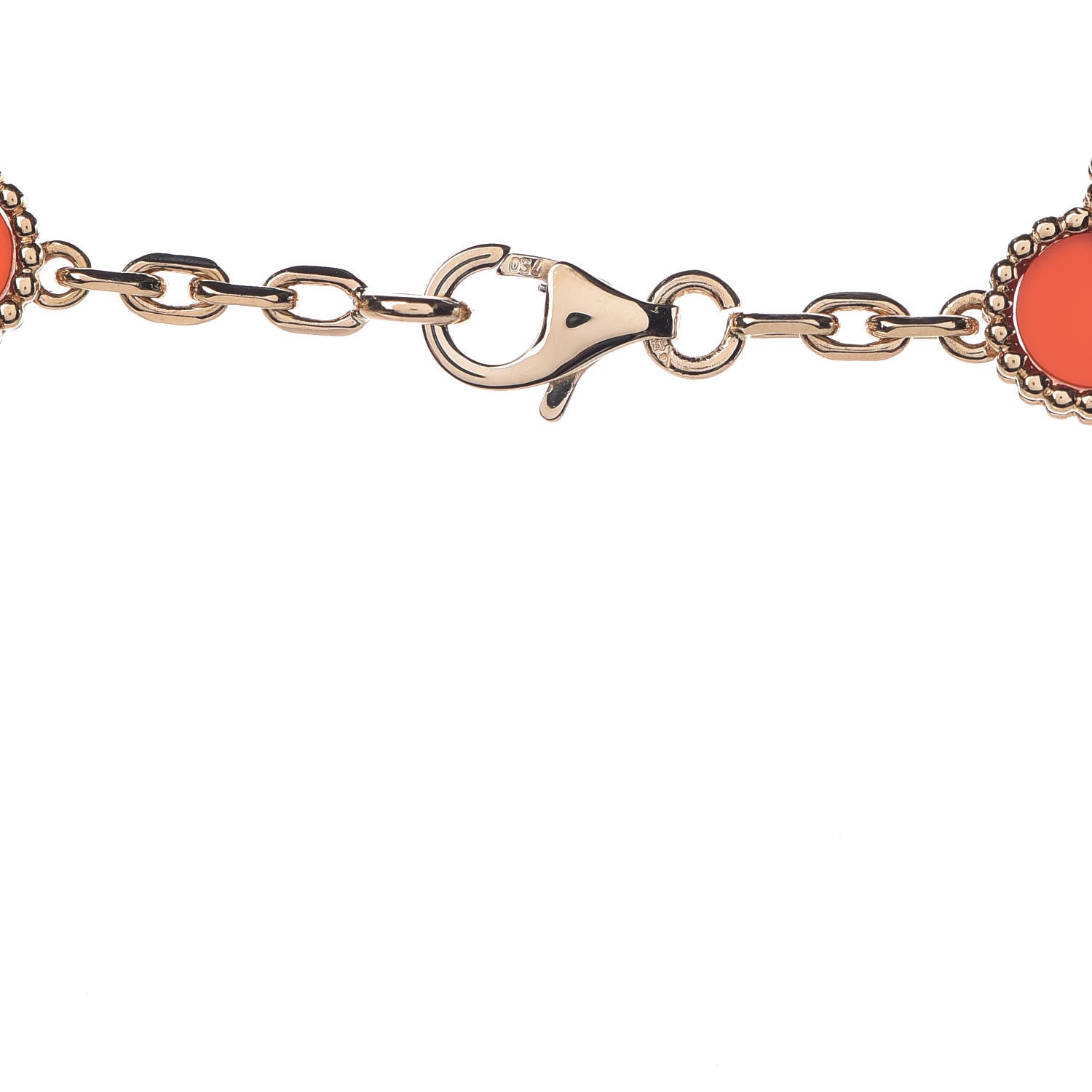Van Cleef & Arpels 18K Yellow Gold Carnelian 10 Motifs Vintage Alhambra Necklace 5 of 7
