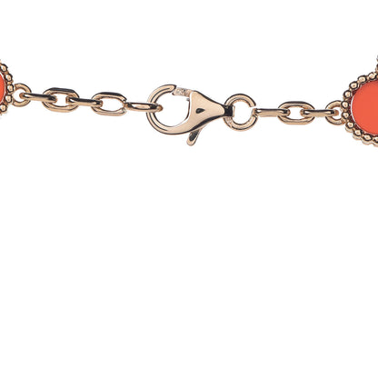Van Cleef & Arpels 18K Yellow Gold Carnelian 10 Motifs Vintage Alhambra Necklace 5 of 7