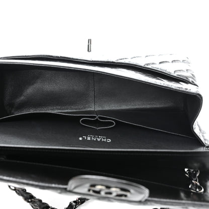 Chanel Shiny Distressed Calfskin Quilted Jumbo Double Flap So Black 5 of 11