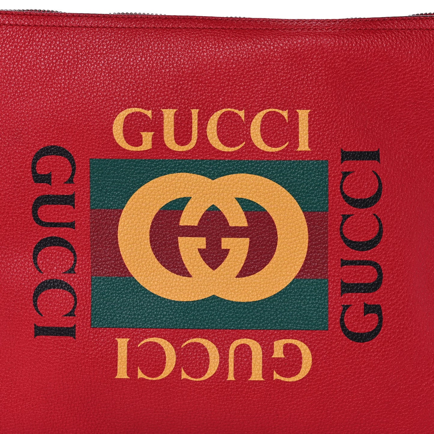 Pebbled Calfskin Medium Logo Portfolio Clutch Hibiscus Red
