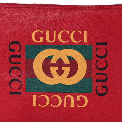 Gucci Pebbled Calfskin Medium Logo Portfolio Clutch Hibiscus Red 10 of 13