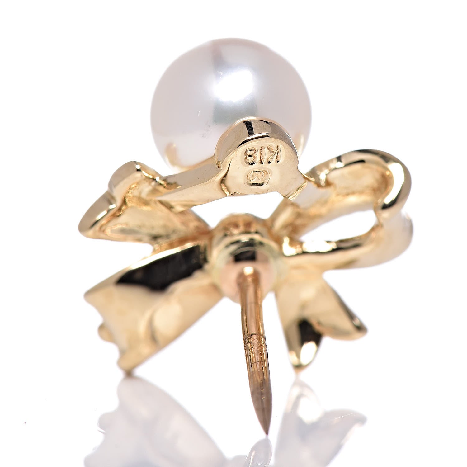 Mikimoto 18K Yellow Gold Akoya Pearl 6mm Bow Tie Tack 4 of 4