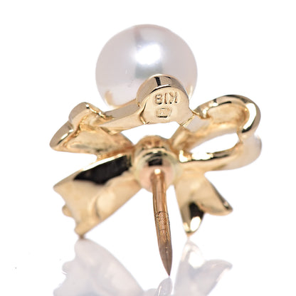 Mikimoto 18K Yellow Gold Akoya Pearl 6mm Bow Tie Tack 4 of 4