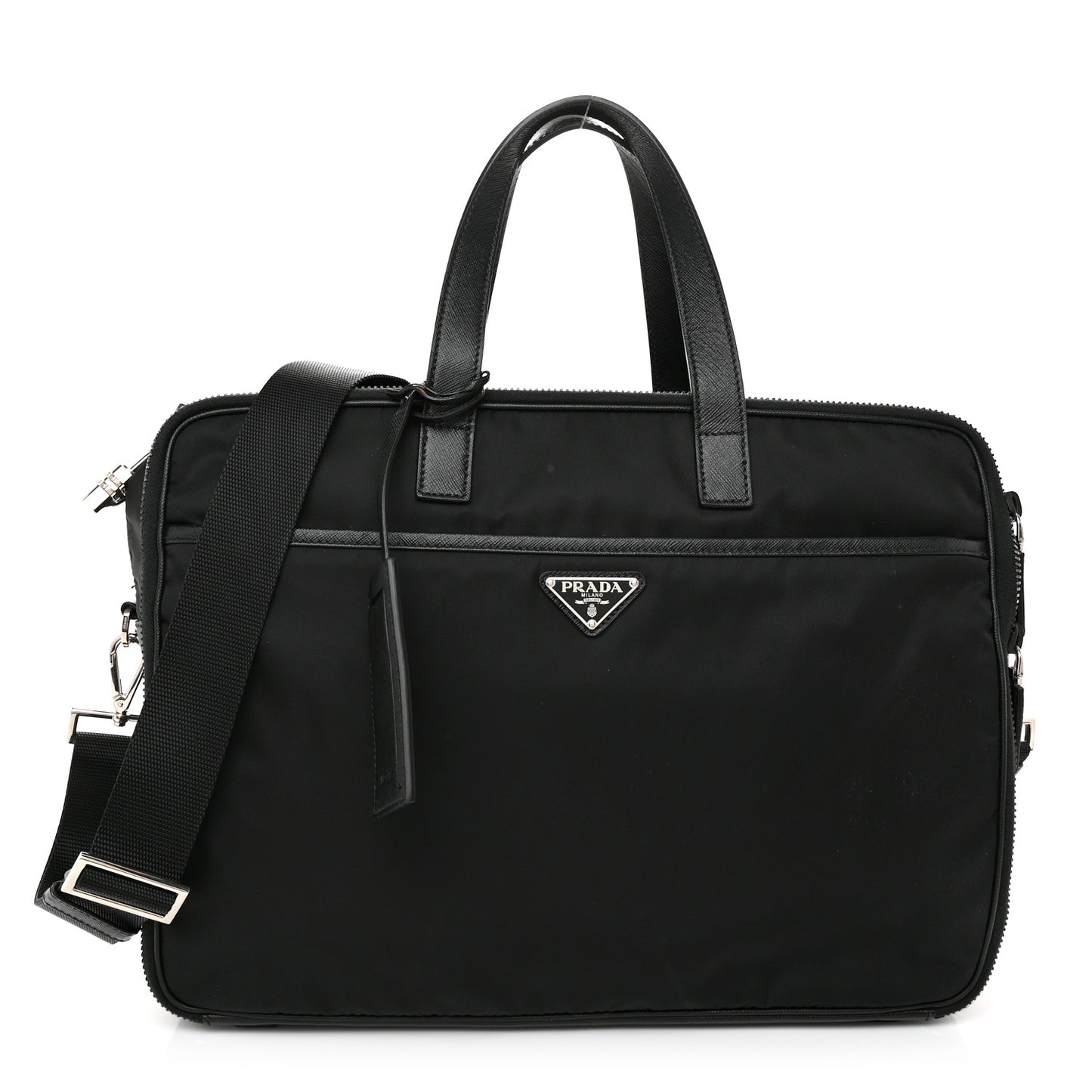 Tessuto Nylon Saffiano Briefcase Black
