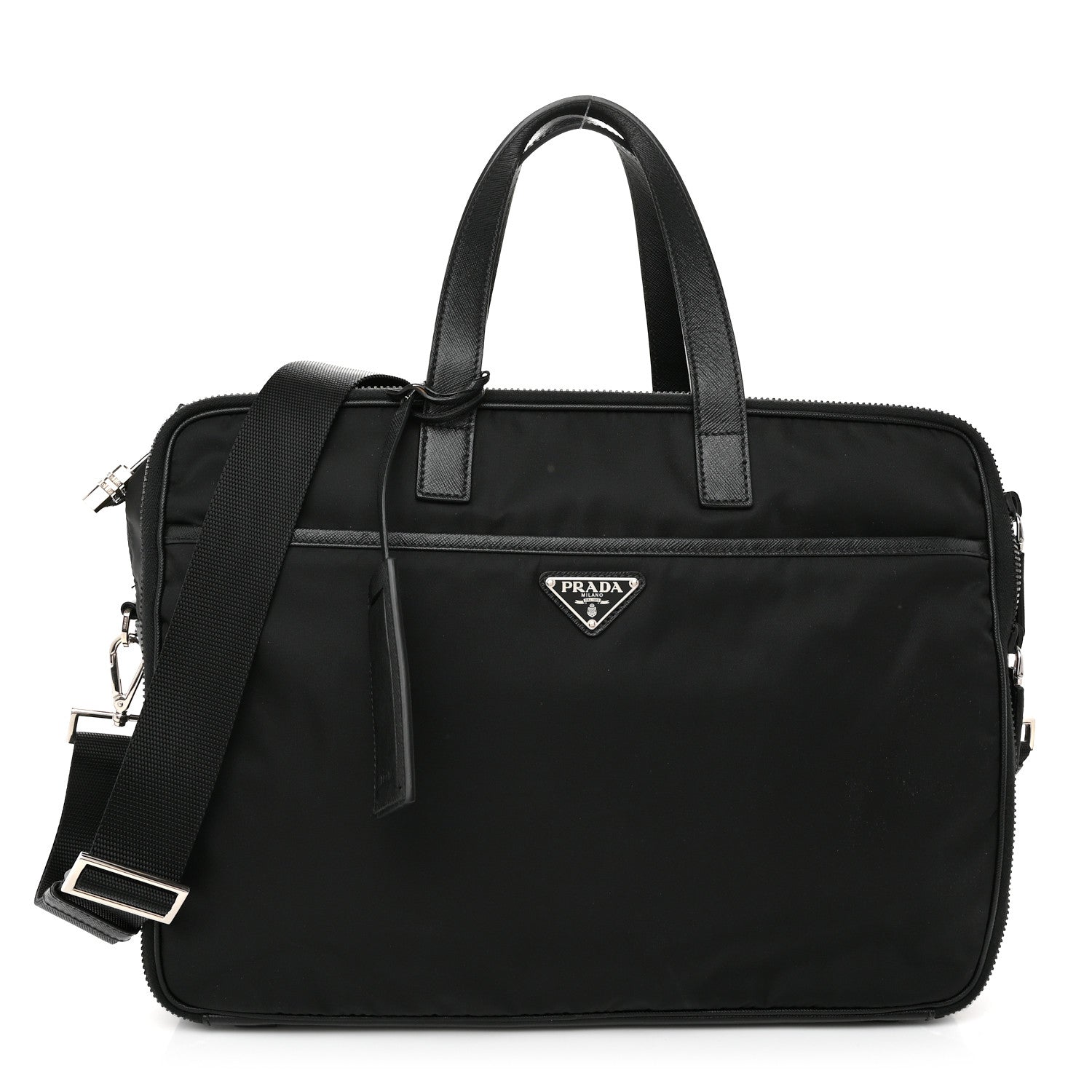 Prada Tessuto Nylon Saffiano Briefcase Black 1 of 12