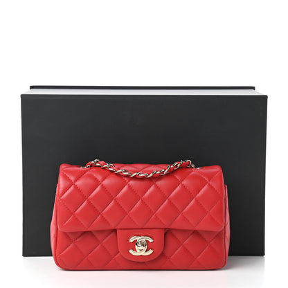 Chanel Lambskin Quilted Mini Rectangular Flap Red 11 of 11